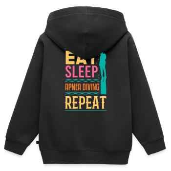 APNOE EAT SLEEP freediver snorkeler gift - Kids Premium Organic Zip-up Hoodie - black - Back - AI Model Kid Male (0cm)