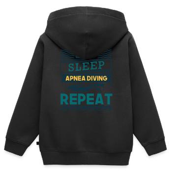 APNOE EAT SLEEP freediver snorkeler gift - Kids Premium Organic Zip-up Hoodie - black - Back - AI Model Kid Male (0cm)
