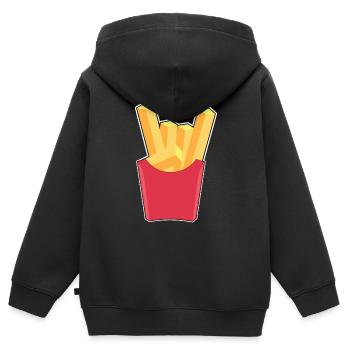 Heavy Metal Pommesgabel - Kinder Premium Organic Zip Hoodie - Schwarz - Hinten - AI Model Kid Male (0cm)