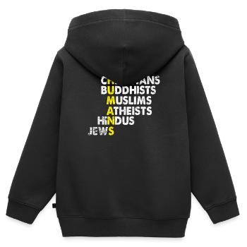 Religions equality - Kids Premium Organic Zip-up Hoodie - black - Back - AI Model Kid Male (0cm)