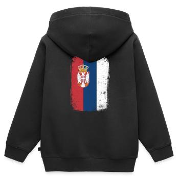 Serbien - Kinder Premium Organic Zip Hoodie - Schwarz - Hinten - AI Model Kid Male (0cm)