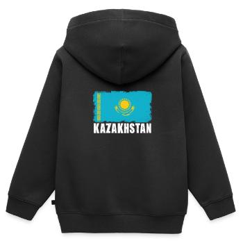 Kazakhstan - Kids Premium Organic Zip-up Hoodie - black - Back - AI Model Kid Male (0cm)