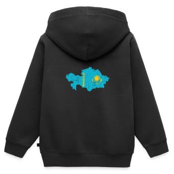 Kasachstan Land Asien - Kinder Premium Organic Zip Hoodie - Schwarz - Hinten - AI Model Kid Male (0cm)