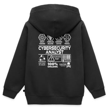 Analyste en sécurité Internet - Sweat Premium à capuche zippé enfant bio - noir - Dos - AI Model Kid Male (0cm)