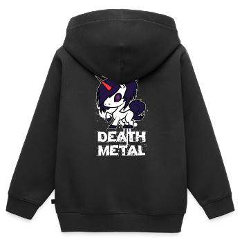 Death Metal Einhorn - Kinder Premium Organic Zip Hoodie - Schwarz - Hinten - AI Model Kid Male (0cm)