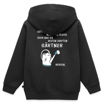 Gärtner - Kinder Premium Organic Zip Hoodie - Schwarz - Hinten - AI Model Kid Male (0cm)