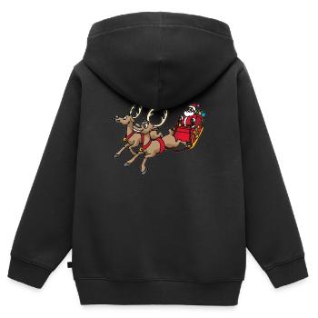Weihnachtsmann mit Rentier und Schlitten - Kinder Premium Organic Zip Hoodie - Schwarz - Hinten - AI Model Kid Male (0cm)
