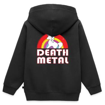 Death Metal Einhörner - Kinder Premium Organic Zip Hoodie - Schwarz - Hinten - AI Model Kid Male (0cm)