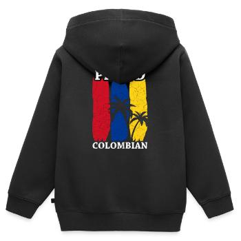 Colombie Colombie Drapeau drapeau - Sweat Premium à capuche zippé enfant bio - noir - Dos - AI Model Kid Male (0cm)