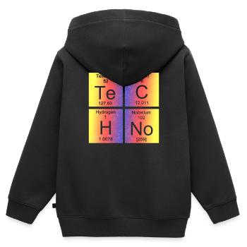 Techno Music Party Rave Raver Festival - Sweat Premium à capuche zippé enfant bio - noir - Dos - AI Model Kid Male (0cm)