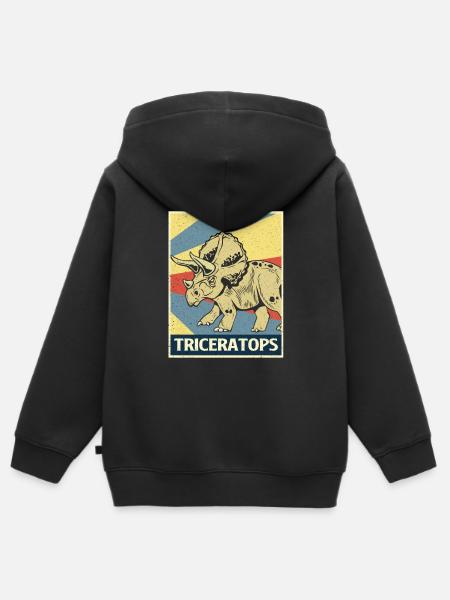Triceratops - Bluza Premium z kapturem na zamek dziecięca bio - czarny