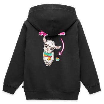 Alpakakaka suesses Alpaka - Kinder Premium Organic Zip Hoodie - Schwarz - Hinten - AI Model Kid Male (0cm)