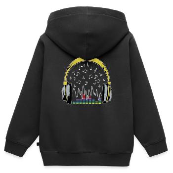 Headset Musik - Kinder Premium Organic Zip Hoodie - Schwarz - Hinten - AI Model Kid Male (0cm)
