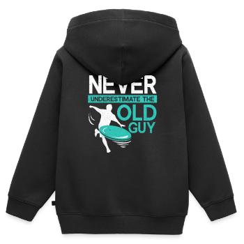 Frisbee - Kinder Premium Organic Zip Hoodie - Schwarz - Hinten - AI Model Kid Male (0cm)
