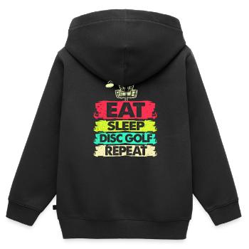 Frisbee - Kinder Premium Organic Zip Hoodie - Schwarz - Hinten - AI Model Kid Male (0cm)
