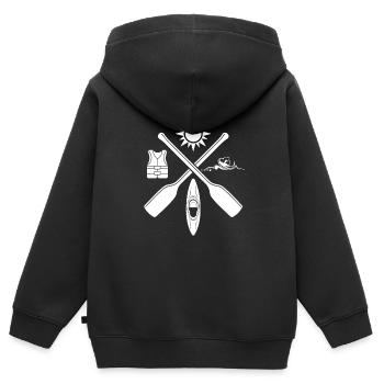 Kajak Rudern Paddeln Wassersport - Kinder Premium Organic Zip Hoodie - Schwarz - Hinten - AI Model Kid Male (0cm)