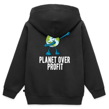 Climate protection - Kids Premium Organic Zip-up Hoodie - black - Back - AI Model Kid Male (0cm)
