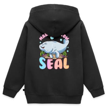Lamantins mignons et drôles de l'océan de guimauve - Sweat Premium à capuche zippé enfant bio - noir - Dos - AI Model Kid Male (0cm)
