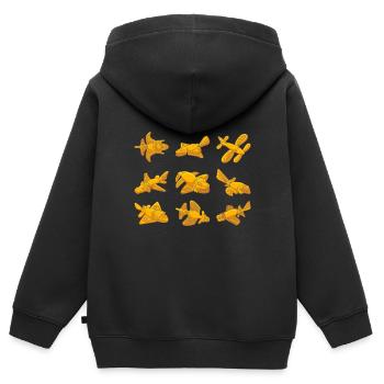 QUIMBAYA FLUGZEUG Ancient Astronaut Alien Geschenk - Kinder Premium Organic Zip Hoodie - Schwarz - Hinten - AI Model Kid Male (0cm)