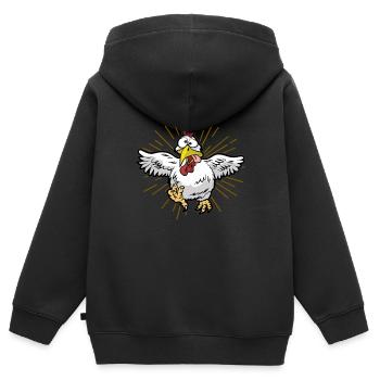 poulet fou - Sweat Premium à capuche zippé enfant bio - noir - Dos - AI Model Kid Male (0cm)