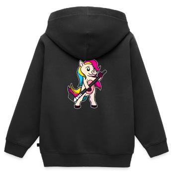 Lustiges Hockey Eishockey Feldhockey Einhorn - Kinder Premium Organic Zip Hoodie - Schwarz - Hinten - AI Model Kid Male (0cm)