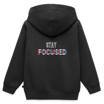 Bleib Fokussiert - Kinder Premium Organic Zip Hoodie - Schwarz - Hinten - AI Model Kid Male (0cm)