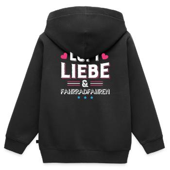 Luft Liebe & Fahrradfahren - Kinder Premium Organic Zip Hoodie - Schwarz - Hinten - AI Model Kid Male (0cm)