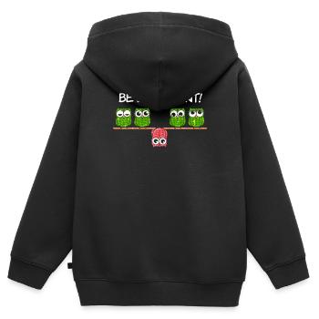 Différent unique unique unique différent - Sweat Premium à capuche zippé enfant bio - noir - Dos - AI Model Kid Male (0cm)