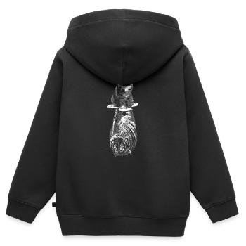Katze Tiger Selbstbewusst Motivation - Kinder Premium Organic Zip Hoodie - Schwarz - Hinten - AI Model Kid Male (0cm)