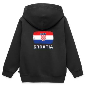Kroatien - Kinder Premium Organic Zip Hoodie - Schwarz - Hinten - AI Model Kid Male (0cm)