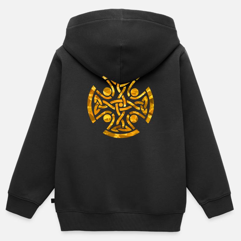 Nœud celtique - Sweat Premium à capuche zippé enfant bio - noir