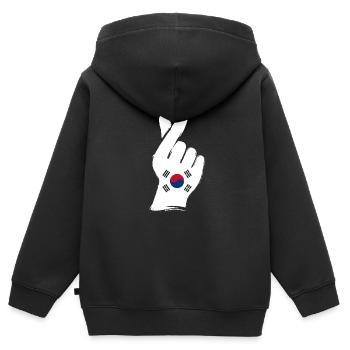 Corée du Sud - Sweat Premium à capuche zippé enfant bio - noir - Dos - AI Model Kid Male (0cm)