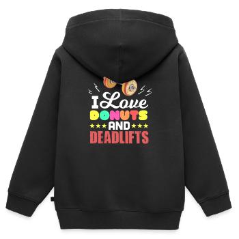 I Love Donuts And Deadlifts - Kinder Premium Organic Zip Hoodie - Schwarz - Hinten - AI Model Kid Male (0cm)