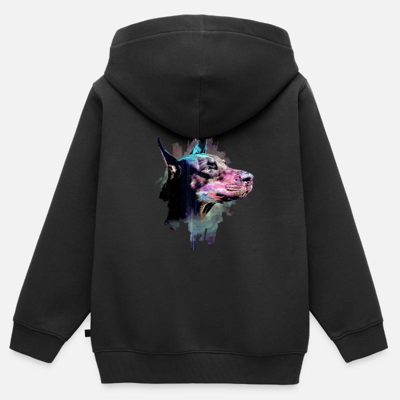 Dobermann - Kinder Premium Organic Zip Hoodie - Schwarz