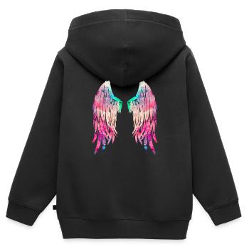 ailes d'ange - Sweat Premium à capuche zippé enfant bio - noir - Dos - AI Model Kid Male (0cm)