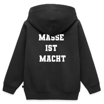 Masse ist Macht - Kinder Premium Organic Zip Hoodie - Schwarz - Hinten - AI Model Kid Male (0cm)