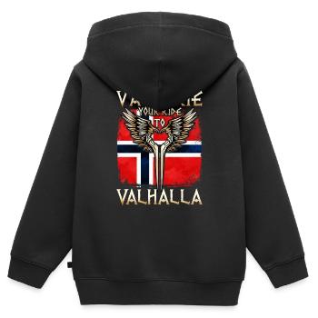 Viking Valhalla T-shirt Valkyrie Norvège Ailes - Sweat Premium à capuche zippé enfant bio - noir - Dos - AI Model Kid Male (0cm)