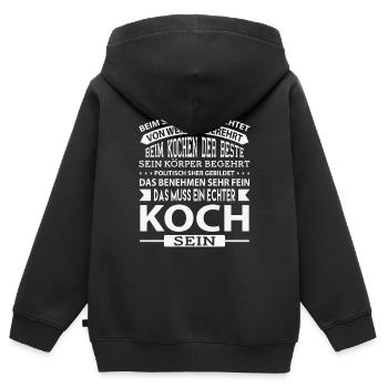 Das Muss Ein Echter Koch Sein - Kinder Premium Organic Zip Hoodie - Schwarz - Hinten - AI Model Kid Male (0cm)