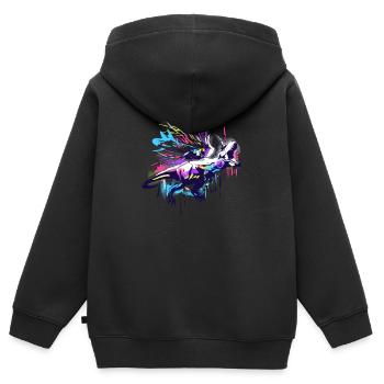 Rainbow Tyrannosaurus Rex - Kinder Premium Organic Zip Hoodie - Schwarz - Hinten - AI Model Kid Male (0cm)