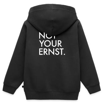Not Your Serious | Not your serious, Denglisch - Kids Premium Organic Zip-up Hoodie - black - Back - AI Model Kid Male (0cm)