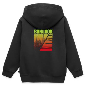 Bangkok - Kinder Premium Organic Zip Hoodie - Schwarz - Hinten - AI Model Kid Male (0cm)