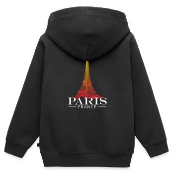 Tour eiffel paris - Sweat Premium à capuche zippé enfant bio - noir - Dos - AI Model Kid Male (0cm)