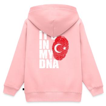Drapeau turc drapeau turc empreinte ADN - Sweat Premium à capuche zippé enfant bio - rose - Dos - AI Model Kid Female (0cm)