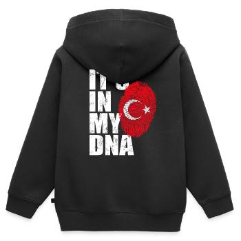 Drapeau turc drapeau turc empreinte ADN - Sweat Premium à capuche zippé enfant bio - noir - Dos - AI Model Kid Male (0cm)