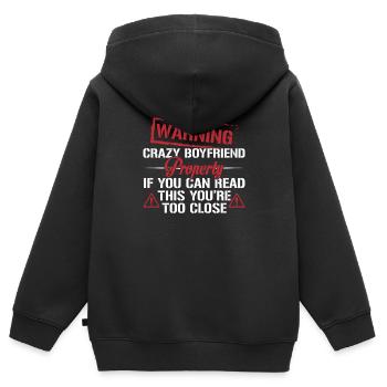 Warning Crazy Boyfriend Property - Kinder Premium Organic Zip Hoodie - Schwarz - Hinten - AI Model Kid Male (0cm)