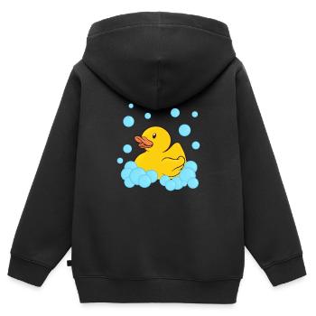 Badeente Gummiente - Kinder Premium Organic Zip Hoodie - Schwarz - Hinten - AI Model Kid Male (0cm)