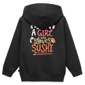 Sushi - Sweat Premium à capuche zippé enfant bio - noir - Dos - AI Model Kid Male (0cm)