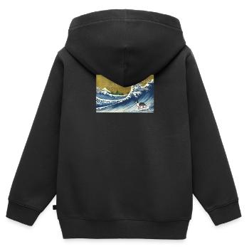 Border Collie - Sweat Premium à capuche zippé enfant bio - noir - Dos - AI Model Kid Male (0cm)