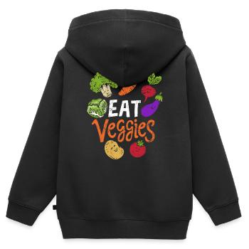 Vegetables eat vegetables vegetables - Kids Premium Organic Zip-up Hoodie - black - Back - AI Model Kid Male (0cm)
