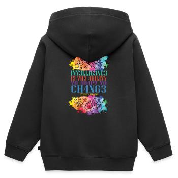 L'intelligence est la capacité de s'adapter au changement - Sweat Premium à capuche zippé enfant bio - noir - Dos - AI Model Kid Male (0cm)